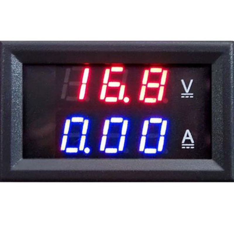 Digital Voltmeter Ammeter Dc 0 100v 10a Dual Led Red Blue Monitor Panel 